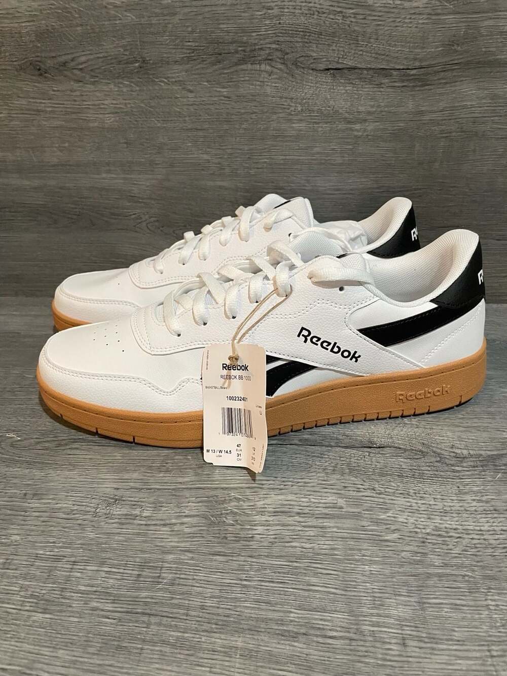 Reebok BB 1000 Size 13 White Black Gum Basketball Shoes